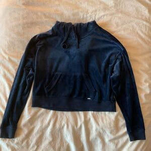 Hollister Blue Velvet Cropped Hoodie Sweater